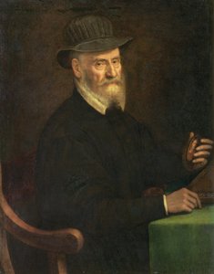 Giulio Clovio का पोर्ट्रेट (1498-1578), लघु कलाकार, कलाकार लाविनिया टेर्लिंक्स (fl.1545-70), 1556 का एक लघु विचार रखते हुए